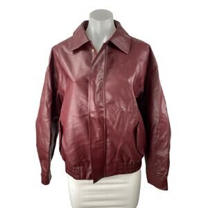 NEW Pretty Garden Women's Red Faux Vegan Leather Full Zip Moto Coat Jacket Sz S
